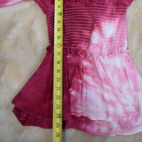Girls Pink  Long Sleeve Dress Size Small Tie dyed Lightweight Stretch - Picture 5 of 7
